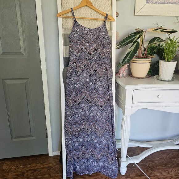 Love Ryan Sleeveless Dress – Small, Blue White Orange Geometric Print - Picture 4 of 4